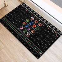 Christmas Colorful Dog Pawprint Rubber Doormat Black Snowflake Pattern Design - Wonder Print Shop