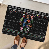 Christmas Colorful Dog Pawprint Rubber Doormat Black Snowflake Pattern Design - Wonder Print Shop