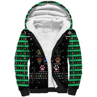 Christmas Colorful Dog Pawprint Sherpa Hoodie Black Snowflake Pattern Design - Wonder Print Shop