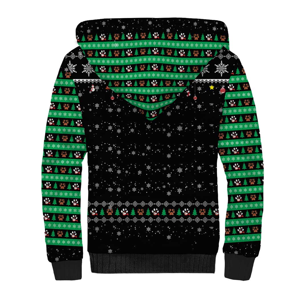 Christmas Colorful Dog Pawprint Sherpa Hoodie Black Snowflake Pattern Design - Wonder Print Shop