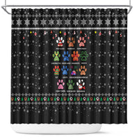 Christmas Colorful Dog Pawprint Shower Curtain Black Snowflake Pattern Design - Wonder Print Shop
