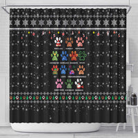 Christmas Colorful Dog Pawprint Shower Curtain Black Snowflake Pattern Design - Wonder Print Shop