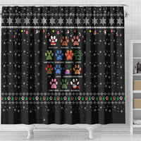 Christmas Colorful Dog Pawprint Shower Curtain Black Snowflake Pattern Design - Wonder Print Shop