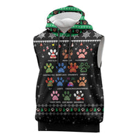Christmas Colorful Dog Pawprint Sleeveless Hoodie Black Snowflake Pattern Design - Wonder Print Shop