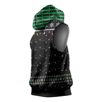 Christmas Colorful Dog Pawprint Sleeveless Hoodie Black Snowflake Pattern Design - Wonder Print Shop