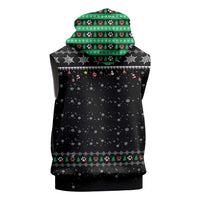 Christmas Colorful Dog Pawprint Sleeveless Zip Hoodie Black Snowflake Pattern Design - Wonder Print Shop