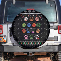 Christmas Colorful Dog Pawprint Spare Tire Cover Black Snowflake Pattern Design - Wonder Print Shop