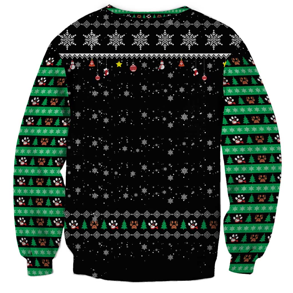 Christmas Colorful Dog Pawprint Sweatshirt Black Snowflake Pattern Design - Wonder Print Shop