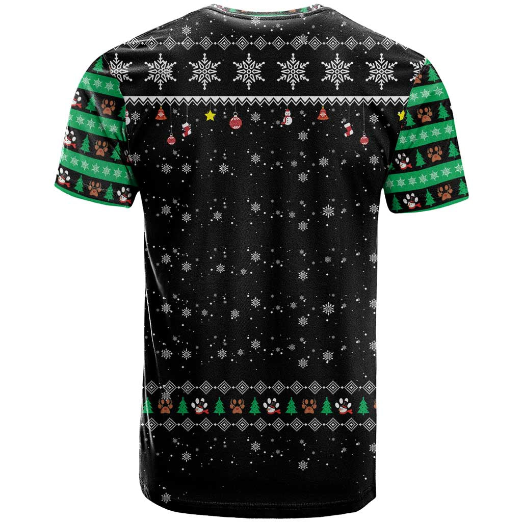 Christmas Colorful Dog Pawprint T Shirt Black Snowflake Pattern Design - Wonder Print Shop