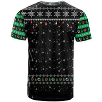 Christmas Colorful Dog Pawprint T Shirt Black Snowflake Pattern Design - Wonder Print Shop