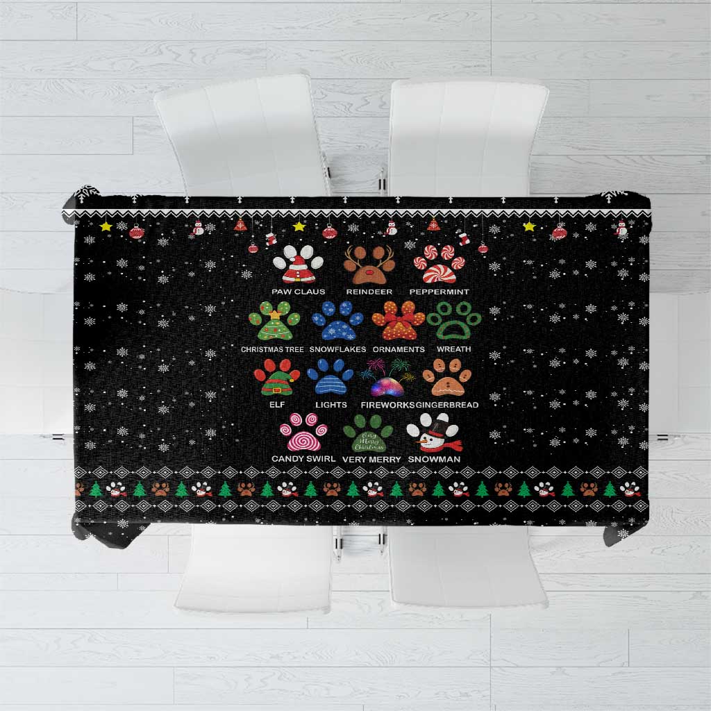 Christmas Colorful Dog Pawprint Tablecloth Black Snowflake Pattern Design - Wonder Print Shop