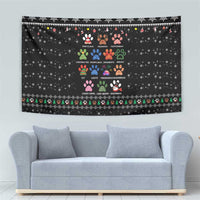 Christmas Colorful Dog Pawprint Tapestry Black Snowflake Pattern Design - Wonder Print Shop