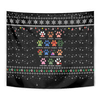 Christmas Colorful Dog Pawprint Tapestry Black Snowflake Pattern Design - Wonder Print Shop