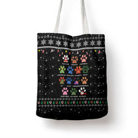 Christmas Colorful Dog Pawprint Tote Bag Black Snowflake Pattern Design - Wonder Print Shop