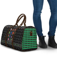 Christmas Colorful Dog Pawprint Travel Bag Black Snowflake Pattern Design - Wonder Print Shop