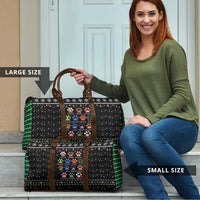Christmas Colorful Dog Pawprint Travel Bag Black Snowflake Pattern Design - Wonder Print Shop