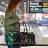 Christmas Colorful Dog Pawprint Travel Bag Black Snowflake Pattern Design - Wonder Print Shop