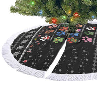 Christmas Colorful Dog Pawprint Tree Skirt Black Snowflake Pattern Design - Wonder Print Shop