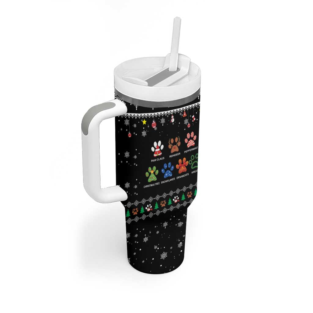 Christmas Colorful Dog Pawprint Tumbler With Handle Black Snowflake Pattern Design - Wonder Print Shop