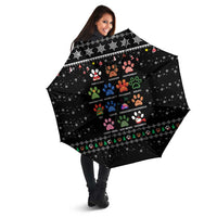 Christmas Colorful Dog Pawprint Umbrella Black Snowflake Pattern Design - Wonder Print Shop