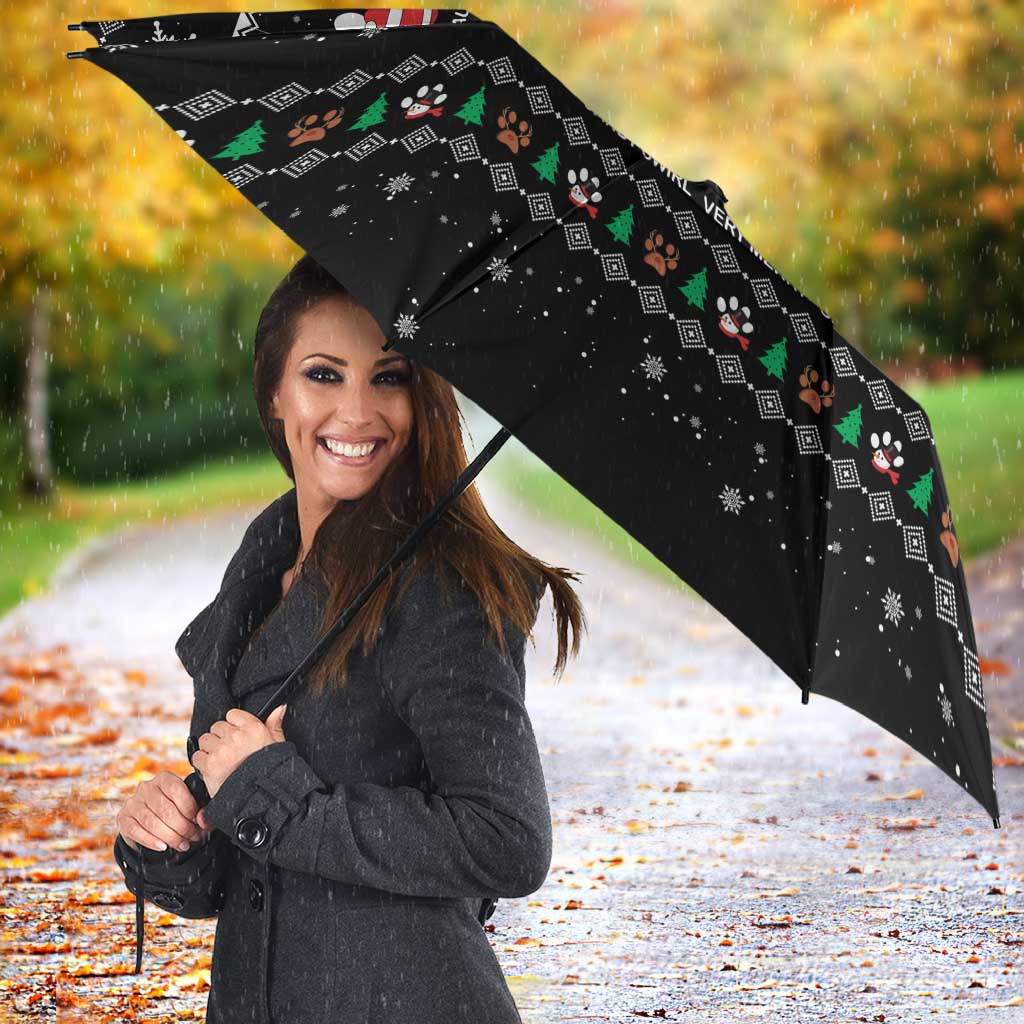 Christmas Colorful Dog Pawprint Umbrella Black Snowflake Pattern Design - Wonder Print Shop