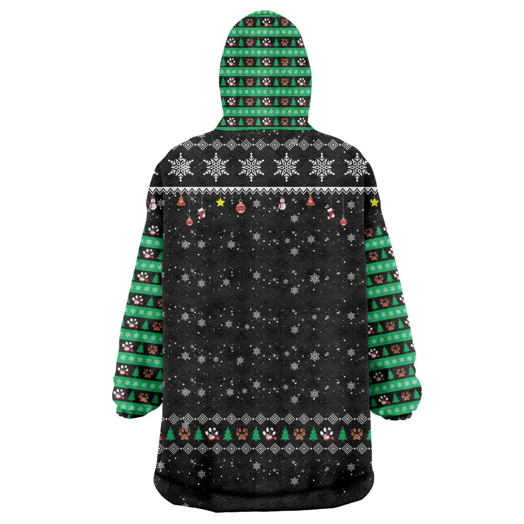 Christmas Colorful Dog Pawprint Wearable Blanket Hoodie Black Snowflake Pattern Design - Wonder Print Shop