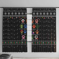 Christmas Colorful Dog Pawprint Window Curtain Black Snowflake Pattern Design - Wonder Print Shop