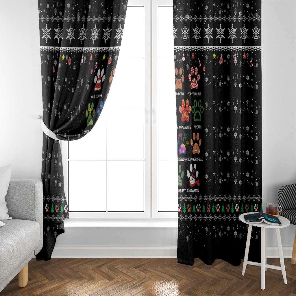 Christmas Colorful Dog Pawprint Window Curtain Black Snowflake Pattern Design - Wonder Print Shop