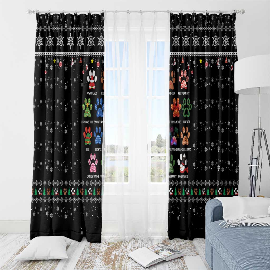 Christmas Colorful Dog Pawprint Window Curtain Black Snowflake Pattern Design - Wonder Print Shop