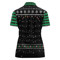 Christmas Colorful Dog Pawprint Women Polo Shirt Black Snowflake Pattern Design - Wonder Print Shop