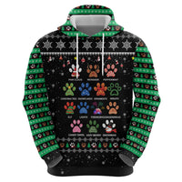 Christmas Colorful Dog Pawprint Zip Hoodie Black Snowflake Pattern Design - Wonder Print Shop