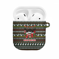 Black Cats in Stockings AirPods Case with Meowy Christmas Quote on Festive Pattern Design - Wonder Print Shop