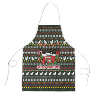 Black Cats in Stockings Apron with Meowy Christmas Quote on Festive Pattern Design - Wonder Print Shop