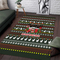 Black Cats in Stockings Area Rug with Meowy Christmas Quote on Festive Pattern Design - Wonder Print Shop
