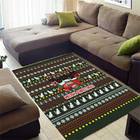 Black Cats in Stockings Area Rug with Meowy Christmas Quote on Festive Pattern Design - Wonder Print Shop