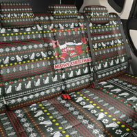 Black Cats in Stockings Back Car Seat Cover with Meowy Christmas Quote on Festive Pattern Design - Wonder Print Shop