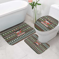 Black Cats in Stockings Bathroom Set with Meowy Christmas Quote on Festive Pattern Design - Wonder Print Shop