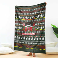 Black Cats in Stockings Blanket with Meowy Christmas Quote on Festive Pattern Design - Wonder Print Shop