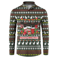 Black Cats in Stockings Button Sweatshirt with Meowy Christmas Quote on Festive Pattern Design - Wonder Print Shop