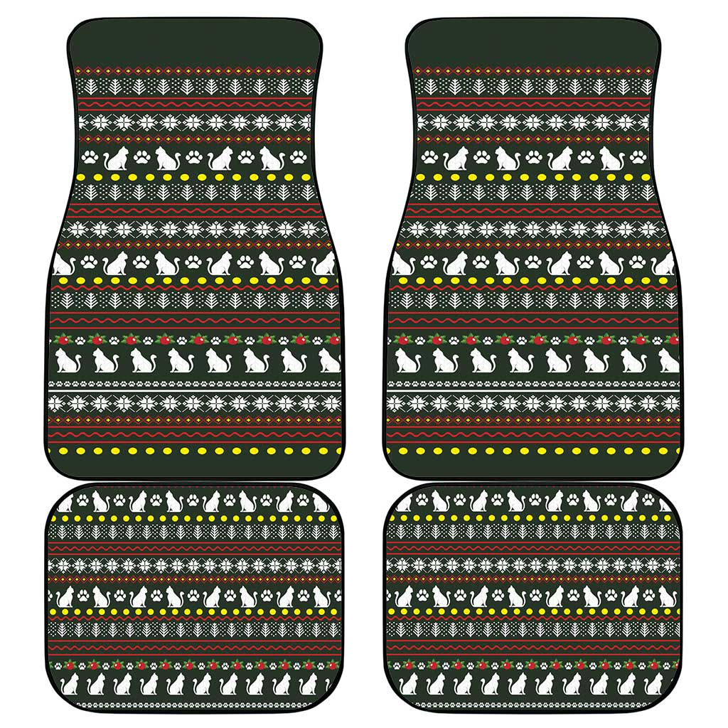 Black Cats in Stockings Car Mats with Meowy Christmas Quote on Festive Pattern Design - Wonder Print Shop