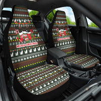 Black Cats in Stockings Car Seat Cover with Meowy Christmas Quote on Festive Pattern Design - Wonder Print Shop