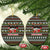 Black Cats in Stockings Ceramic Ornament with Meowy Christmas Quote on Festive Pattern Design - Wonder Print Shop