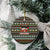 Black Cats in Stockings Ceramic Ornament with Meowy Christmas Quote on Festive Pattern Design - Wonder Print Shop