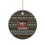 Black Cats in Stockings Ceramic Ornament with Meowy Christmas Quote on Festive Pattern Design - Wonder Print Shop