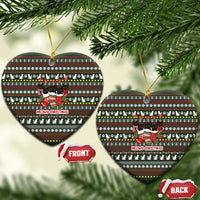 Black Cats in Stockings Ceramic Ornament with Meowy Christmas Quote on Festive Pattern Design - Wonder Print Shop