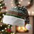 Black Cats in Stockings Christmas Santa Hat with Meowy Christmas Quote on Festive Pattern Design - Wonder Print Shop