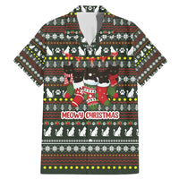 Black Cats in Stockings Family Matching Mermaid Dress and Hawaiian Shirt with Meowy Christmas Quote on Festive Pattern Design - Wonder Print Shop