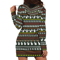 Black Cats in Stockings Hoodie Dress with Meowy Christmas Quote on Festive Pattern Design - Wonder Print Shop