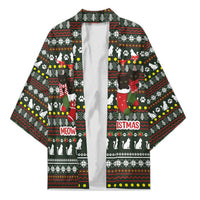 Black Cats in Stockings Kimono with Meowy Christmas Quote on Festive Pattern Design - Wonder Print Shop