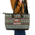 Black Cats in Stockings Leather Tote Bag with Meowy Christmas Quote on Festive Pattern Design - Wonder Print Shop